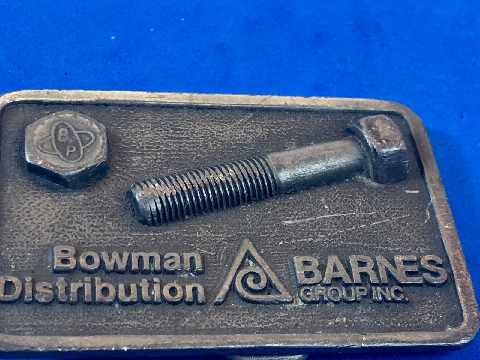 Vintage Bowman Distribution. Bolts and Screws  BARNES Group  belt buckle 