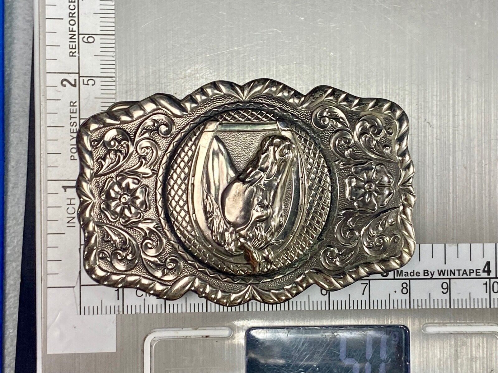 Vintage Horse Head - Horseshoe Nickel Silver Belt Buckle By Bell Trading Co