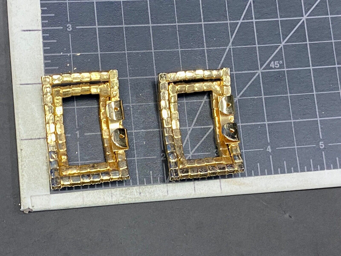 Vintage Interlocking Rectangles, Two Piece Rhinestone Covered Belt Buckle 
