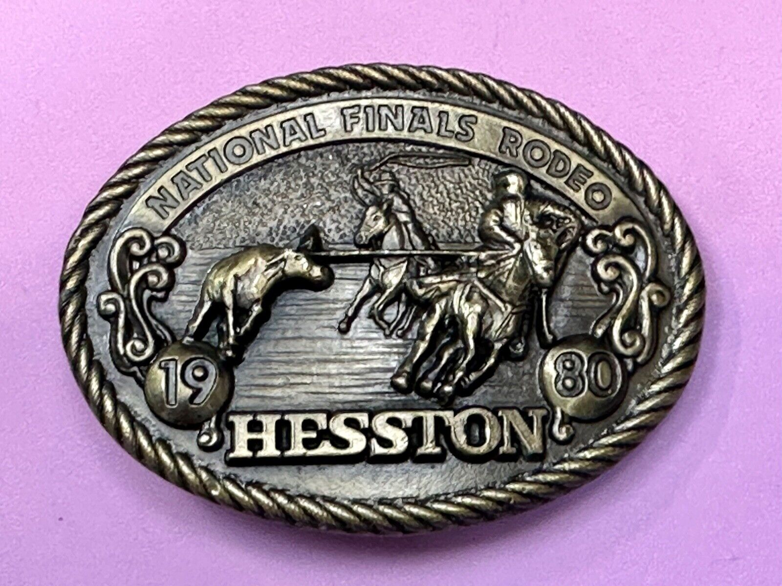 1980 Hesston National Finals Rodeo NFR Collectors Rodeo Cowboy Belt Buckle