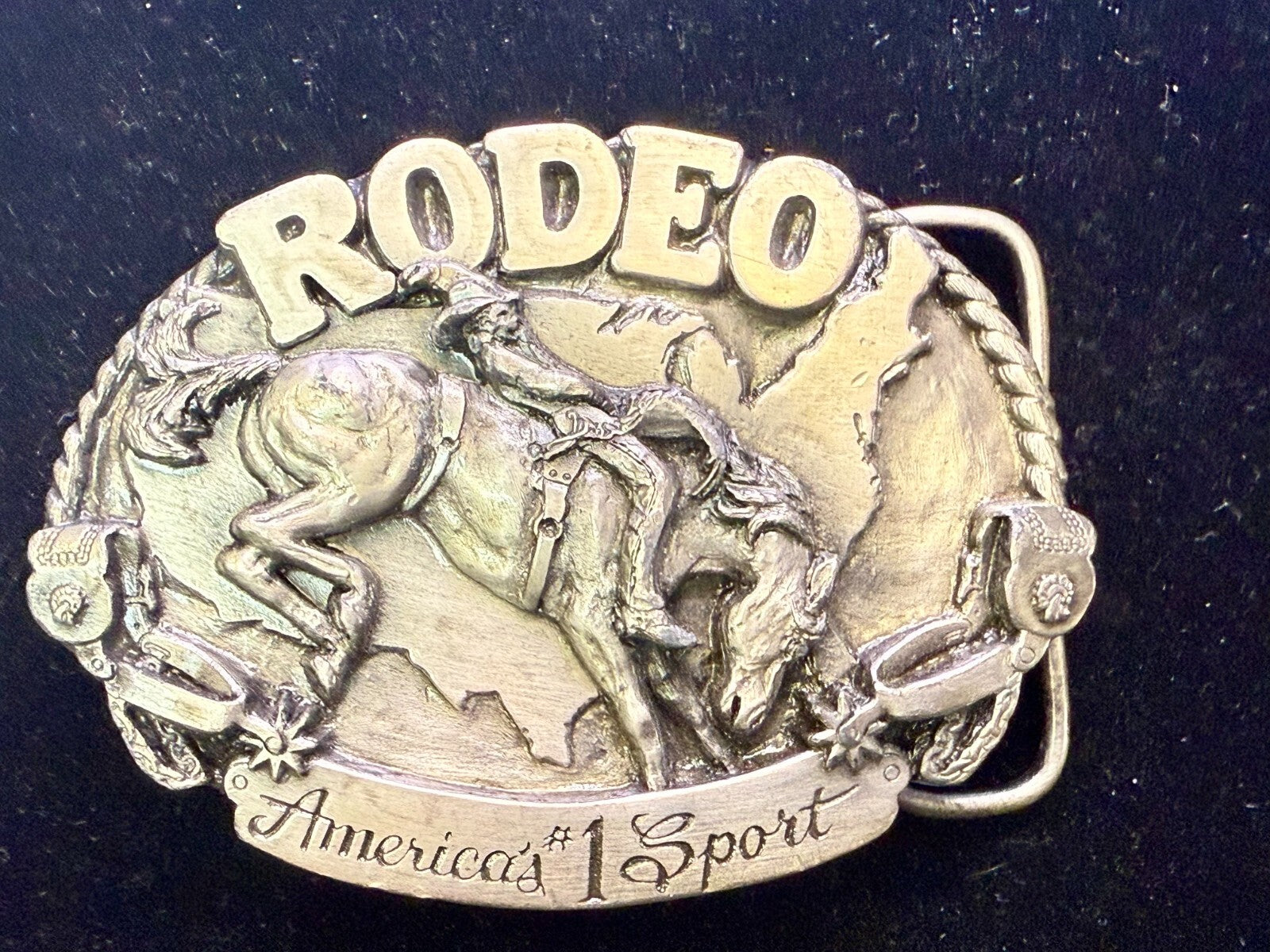 America's #1 Sports Rodeo Cowboy Bronc Rider Vintage 1983 Siskiyou Belt Buckle