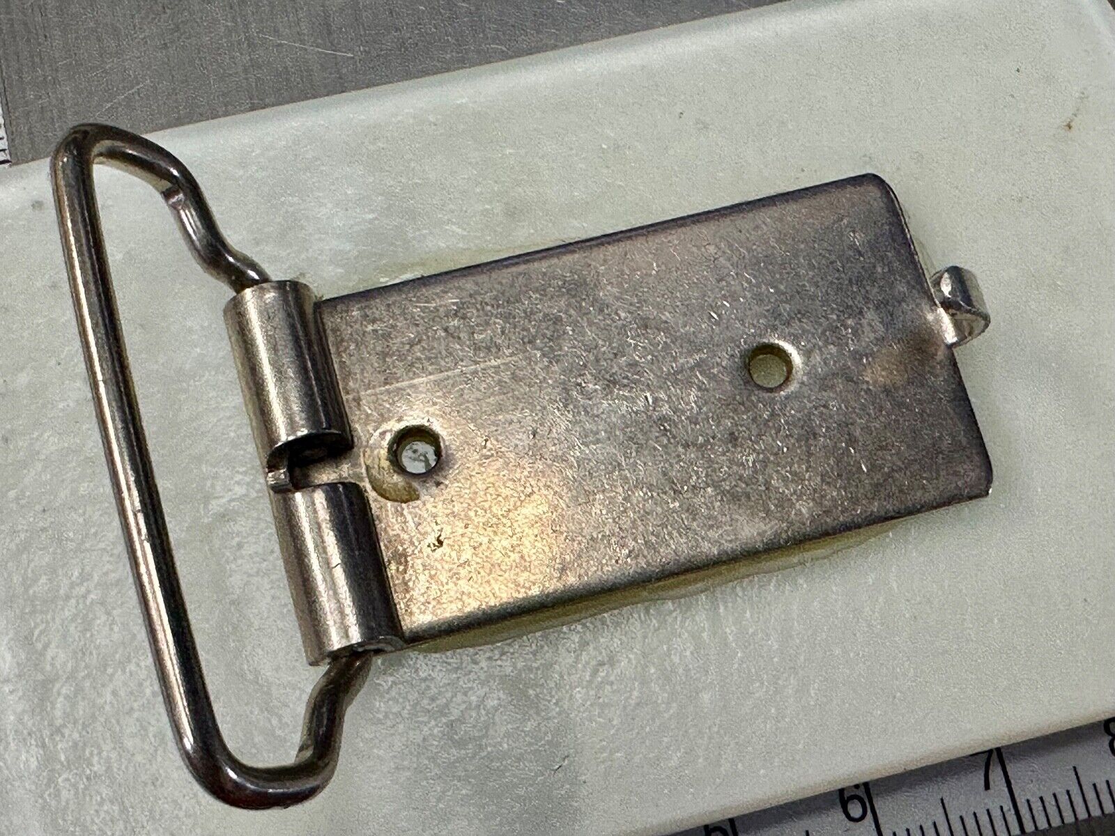 Artisan painting glossy porcelain? rectangular white & green color belt buckle