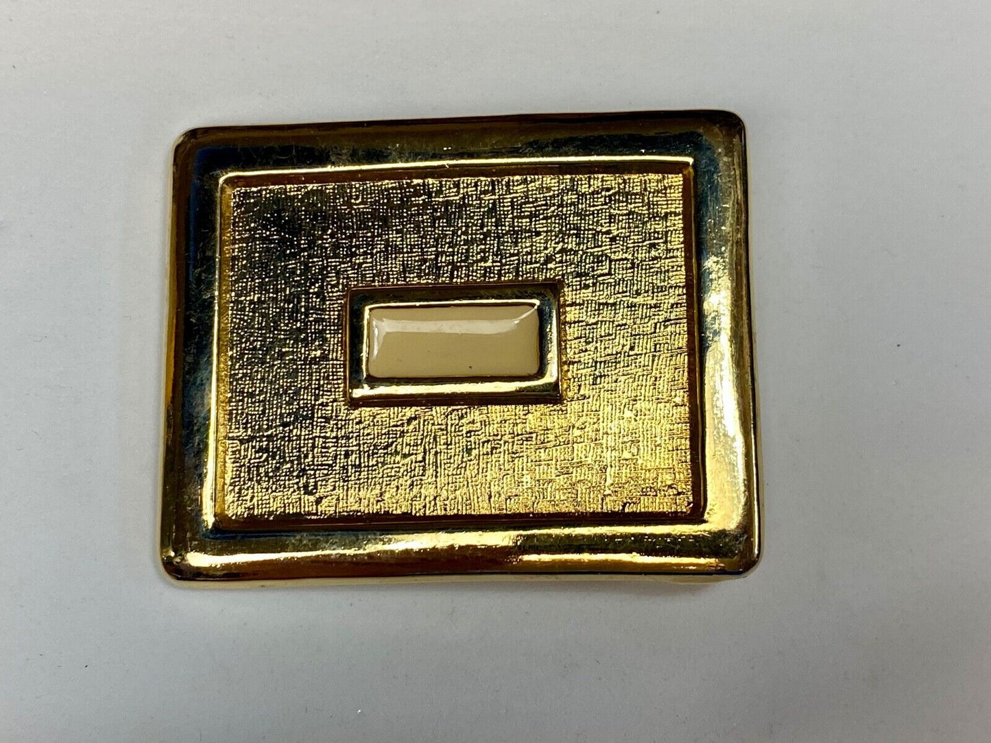vintage gold tone cream center dress 3" belt buckle  