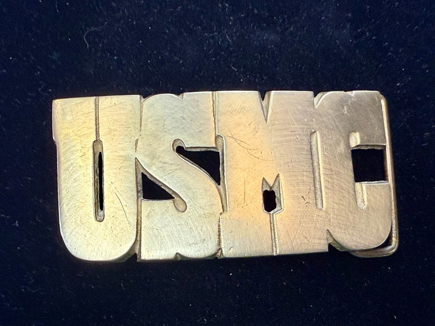 USMC United States Marine Corps Block Letters Military Solid Brass Belt Buckle