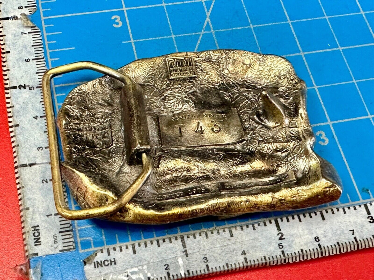 Adorable Chipmunk on tree branch vintage belt buckle by M&M Chicago