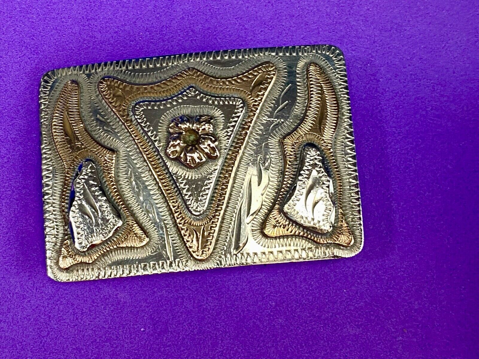 Unique Arrow Shaped Triangle quality mixed metal vintage belt buckle 