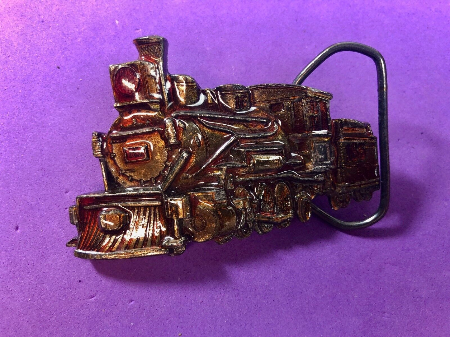 Vintage 1981 Figural train cut out locomotive Belt Buckle