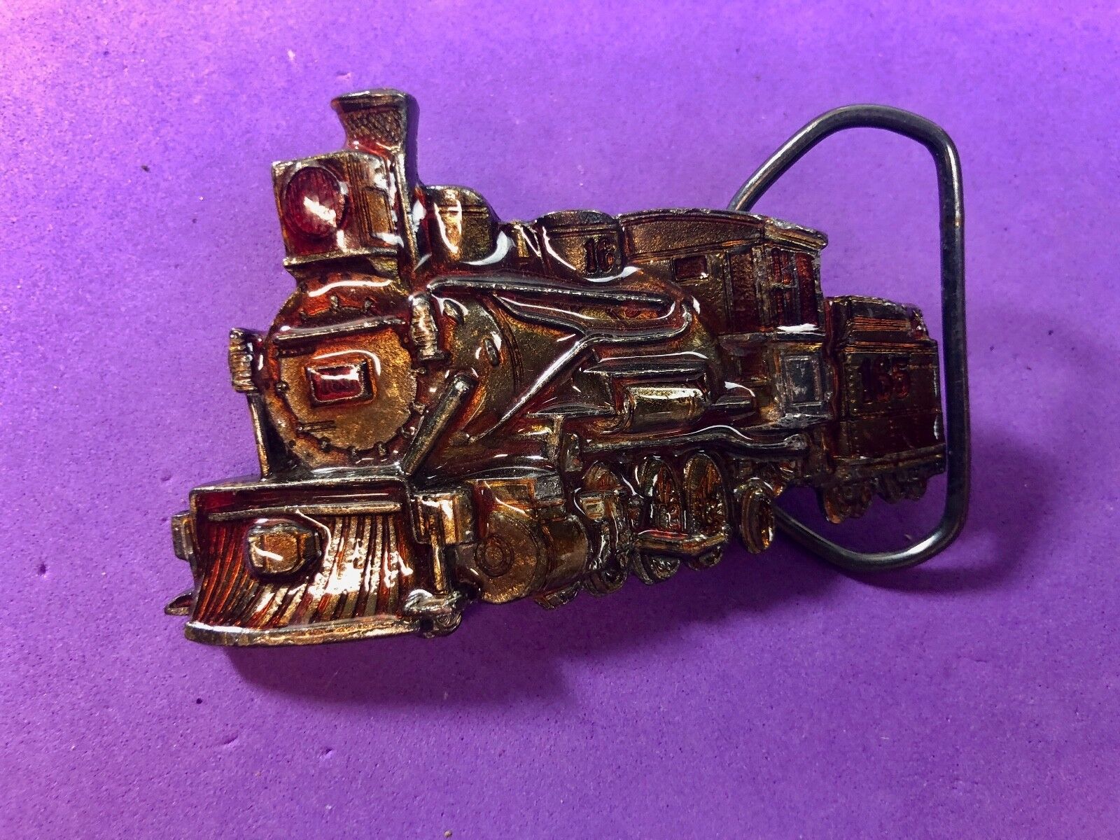 Vintage 1981 Figural train cut out locomotive Belt Buckle