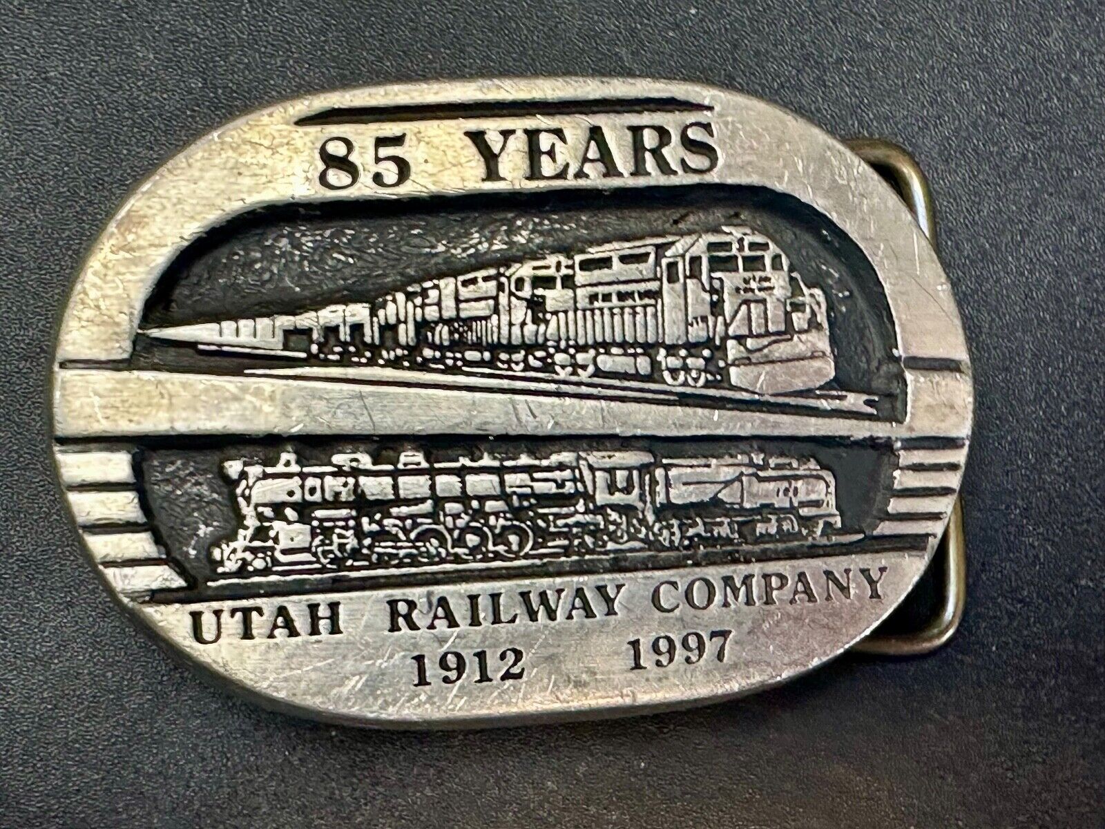Utah Railway Co Vtg Train Railroad 85 Years - Gary Prazen Sculpture Belt Buckle