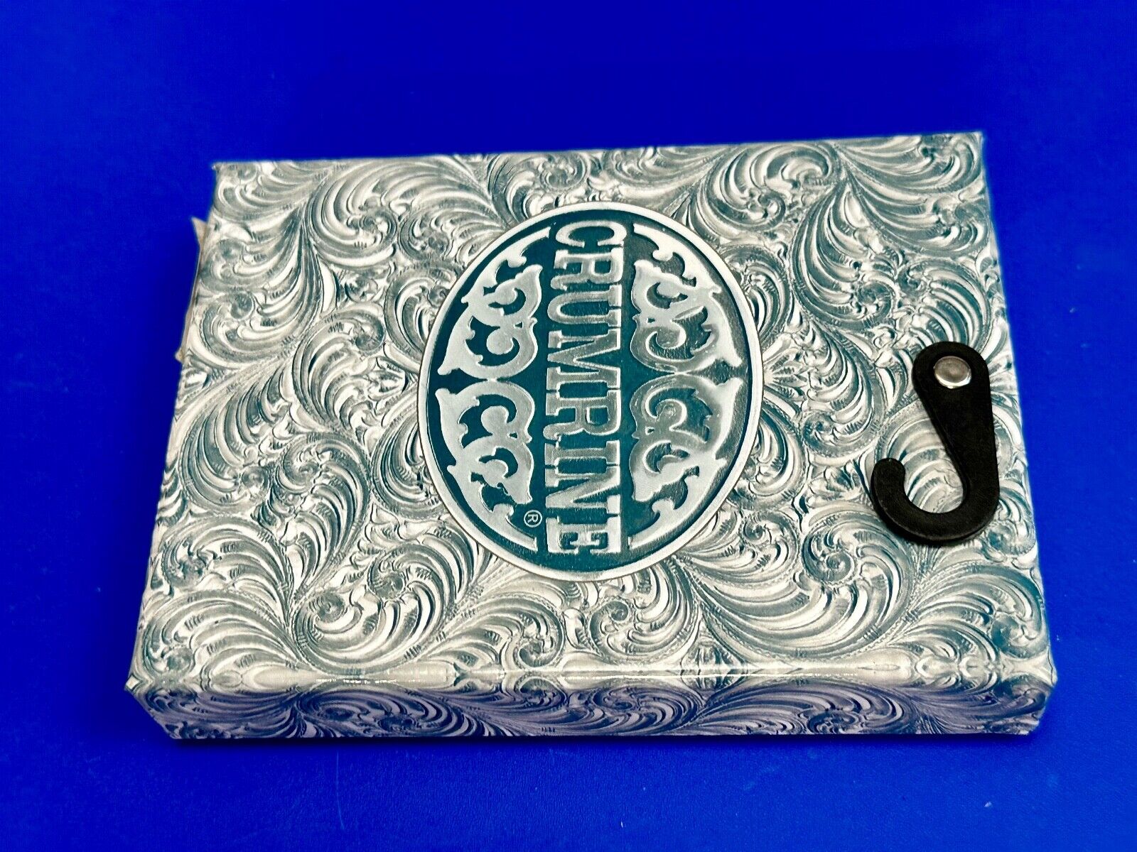 Biker Motorcycle Chopper Designed silver tone oval Crumrine Belt Buckle in box