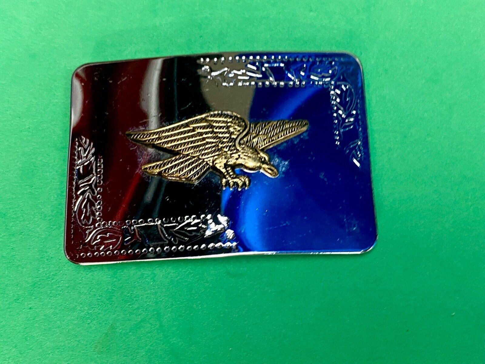 Vintage Hunting Diving Flying Eagle - Two Tone Mirrored Rectangular Belt Buckle