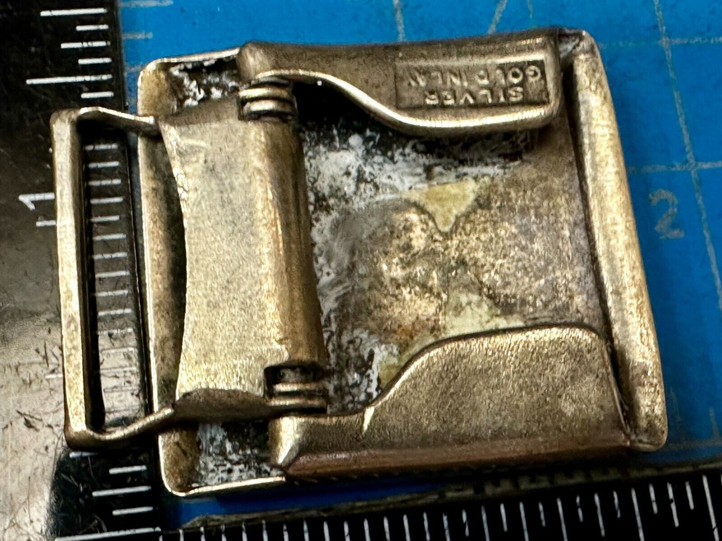 Antique Silver Gold Inlay Belt Buckle Ready To Engrave Letter Monogram Initial