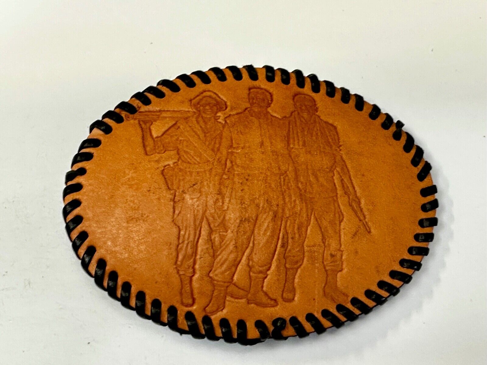 Three Soldiers Statue Vietnam War Memorial Leather Washington DC Belt Buckle