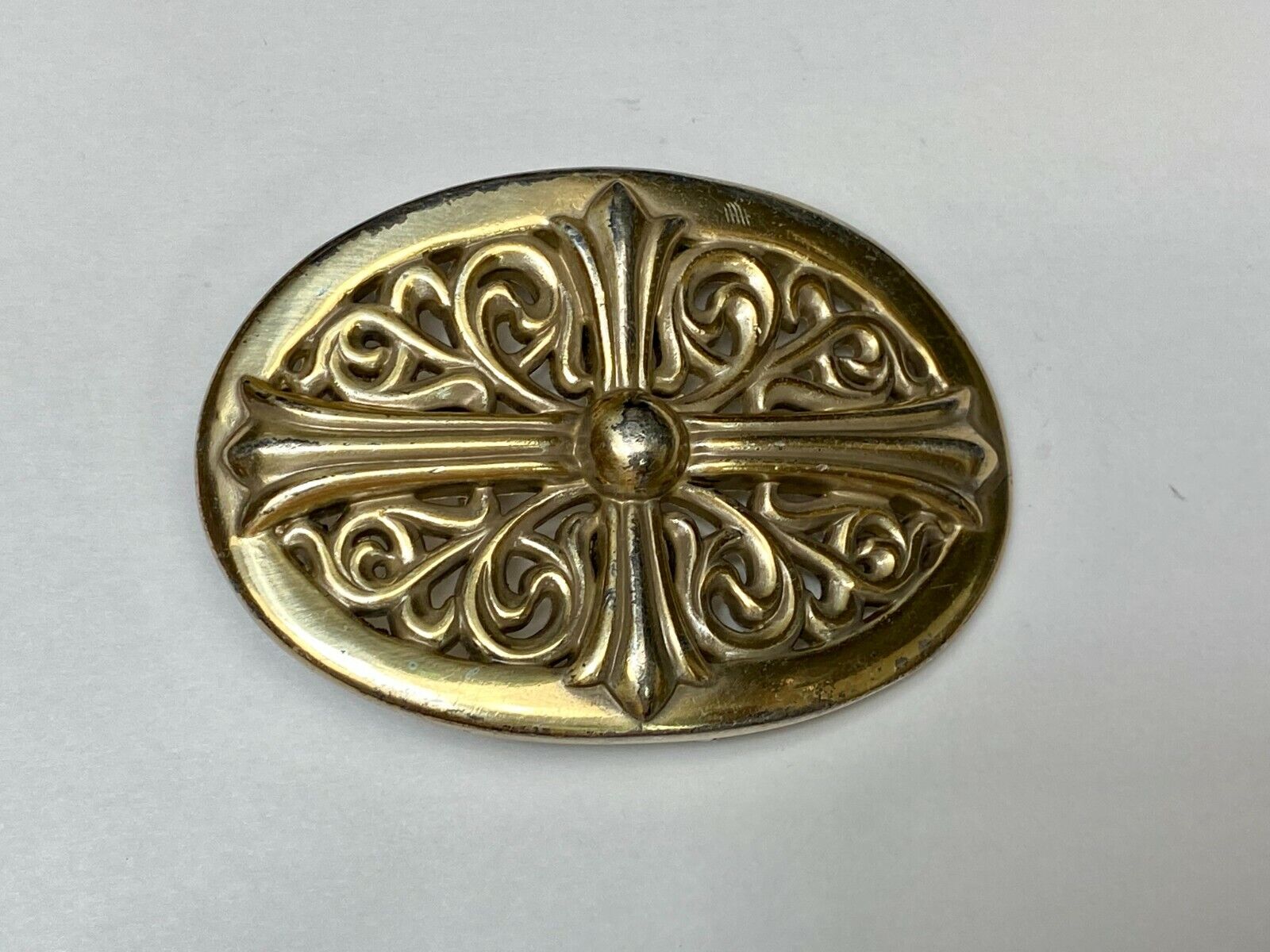 Beautiful Ornate Gold Color Western See Through Oval Belt Buckle