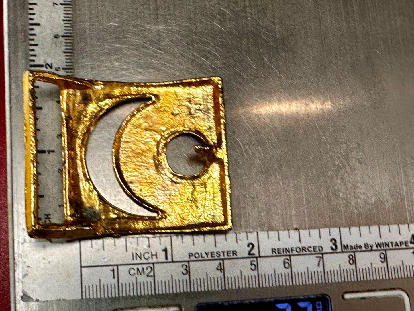 Unique Open Crescent Shape Gold Tone Hippy Style Cutout Belt Buckle