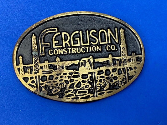 Vintage Ferguson Oil Construction Company Sidney Ohio Dunabuckle Belt Buckle 