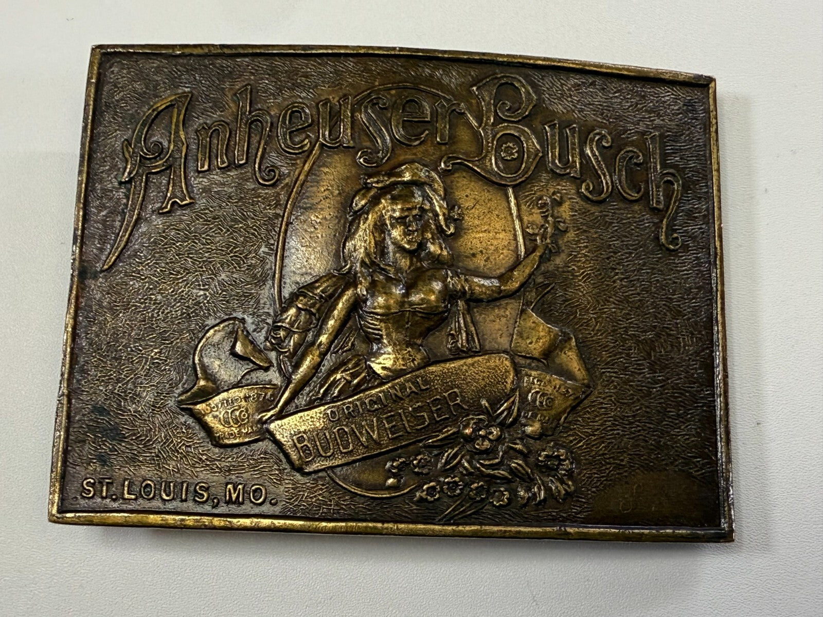 Anheuser Busch Original Budweiser St. Louis Mo. Promo Belt Buckle Bergamot B-168