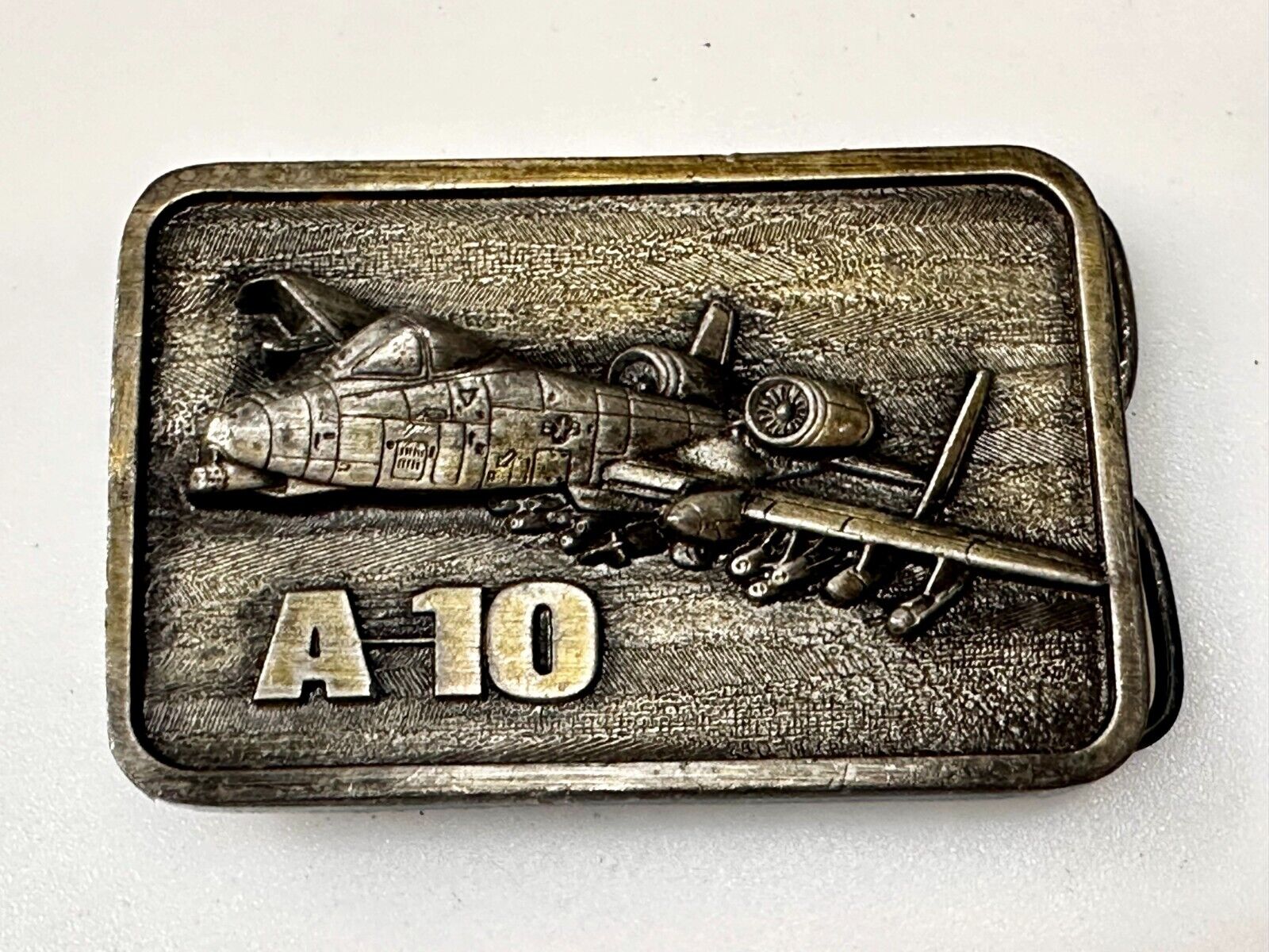 A-10 Thunderbird Warthog Air Force Fighter Jet Silver Tone Vintage Belt Buckle