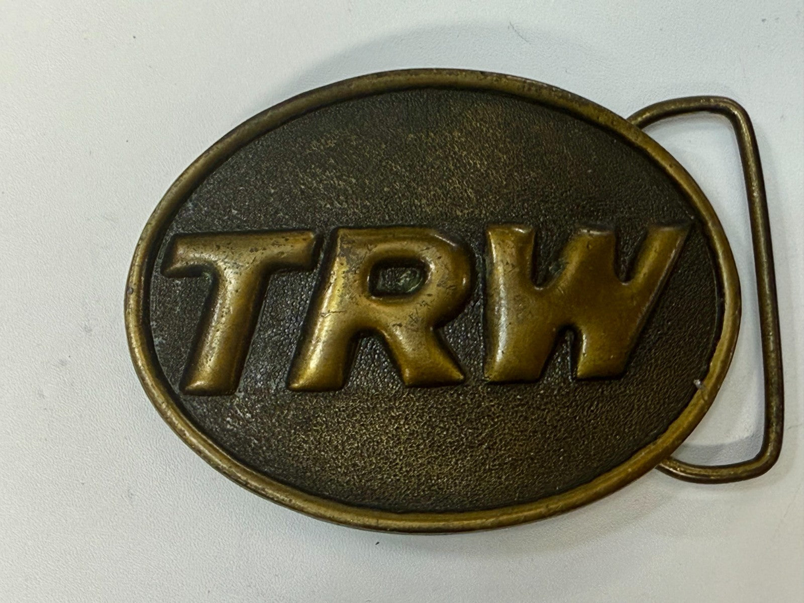 TRW Automotive Parts Advertising Promo Vintage Indiana Metal Craft Belt Buckle