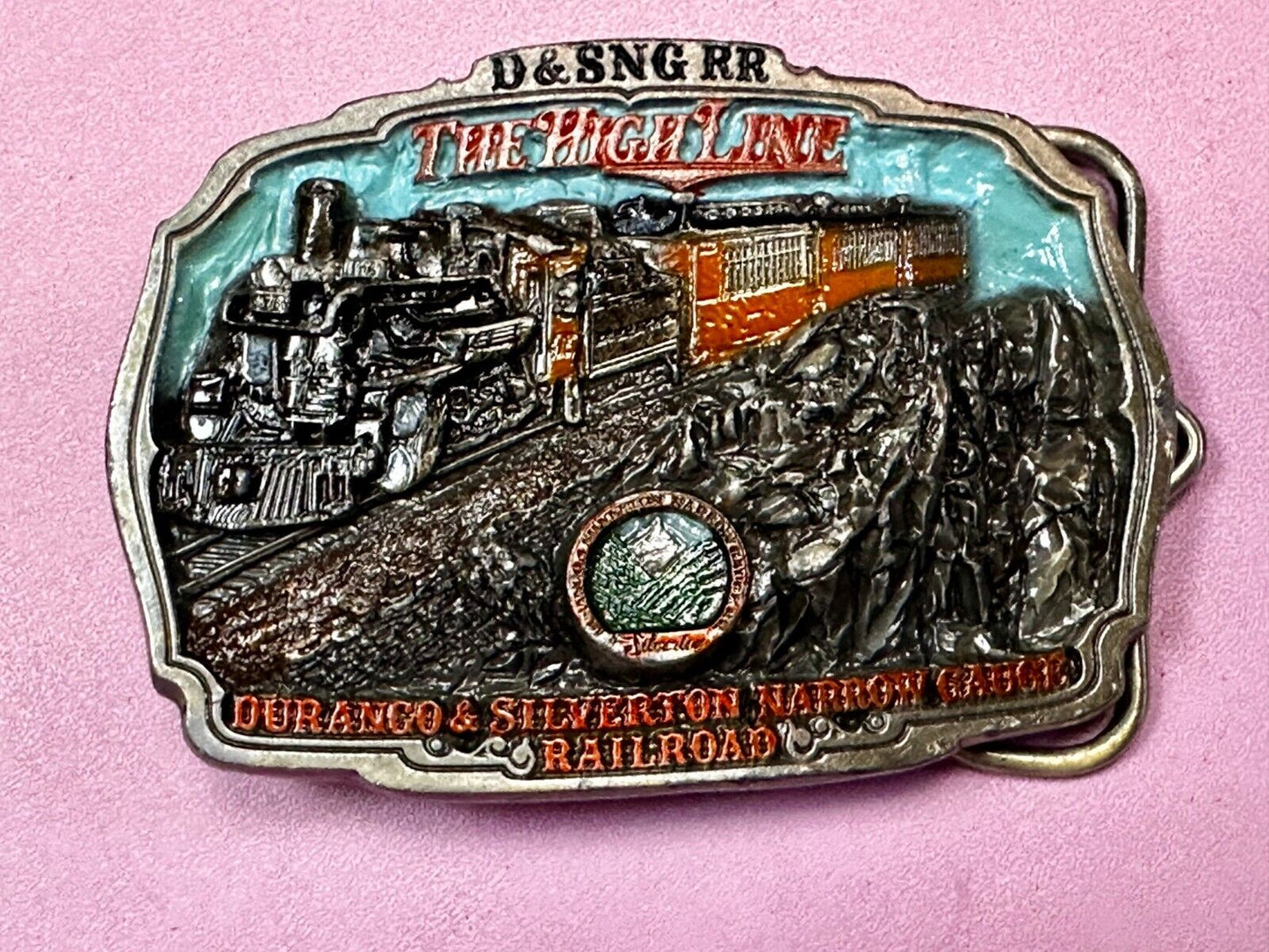 Train Rail Road Durango & Silverton Narrow Gauge C+J Colorful Belt Buckle