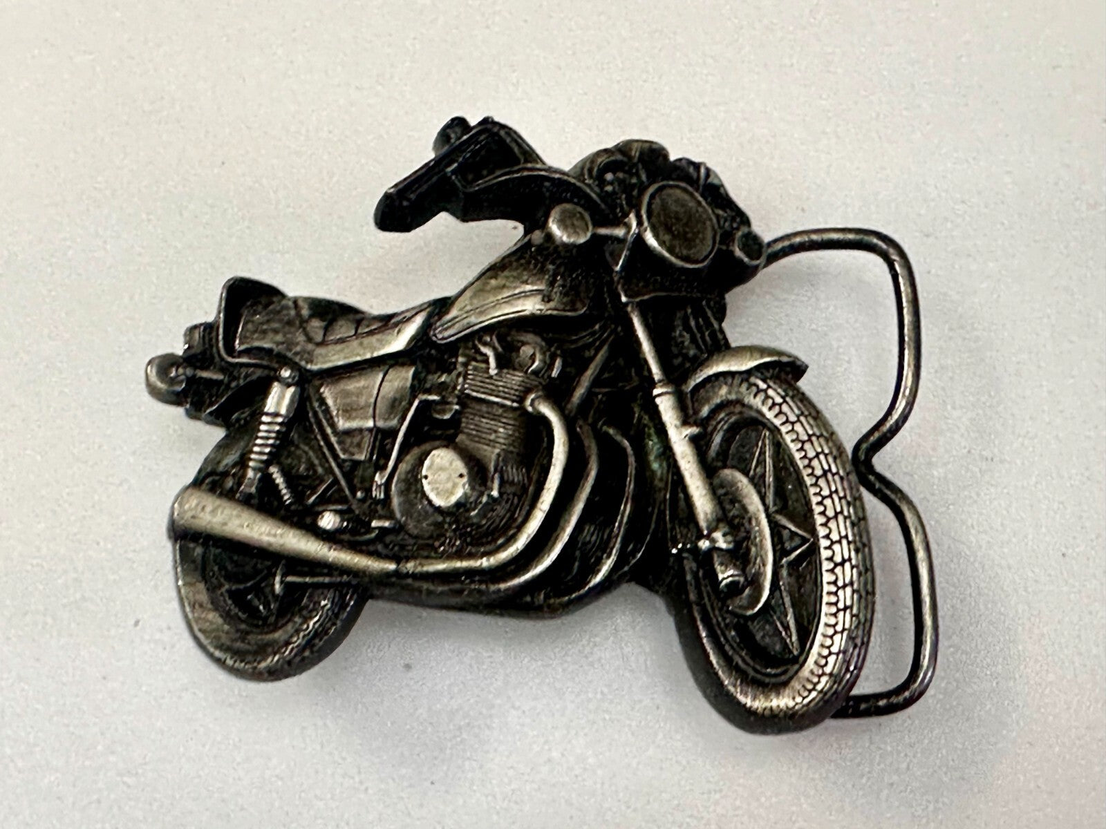 Vintage Chopper Motorcycle Bike Cutout  1979 Biker Rider Bergamot Belt Buckle