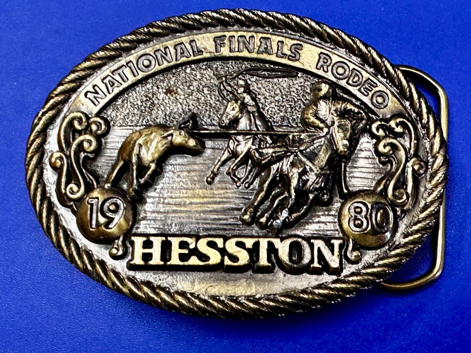 1980 Hesston NFR National Finals Rodeo Cowboys Western Belt Buckle