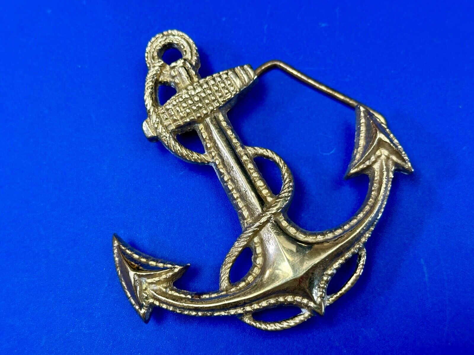 Anchor and Rope Maritime nautical large 4" wide figural Belt Buckle stamped 189