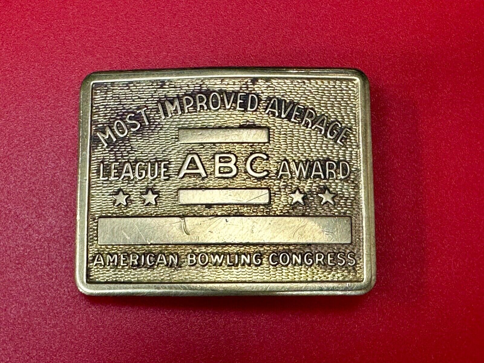 American Bowling Congress BLANK ENGRAVABLE Belt Buckle  Most Improved Average