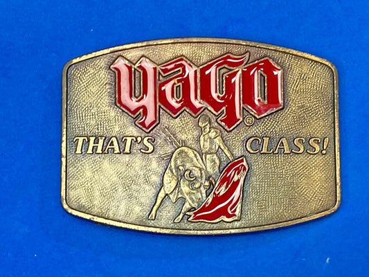 Vintage Bullfight Bull matador with red hat belt buckle YAGO -  That's Class