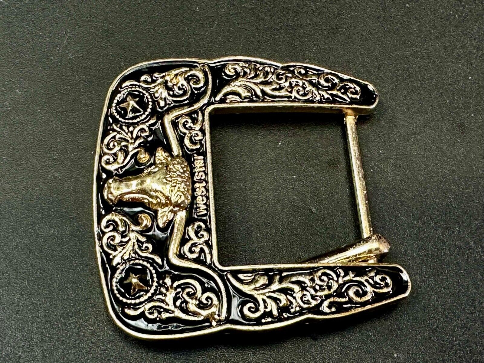Texas Ranger Style Longhorn  Vintage Replacement Dress Belt Buckle West Star