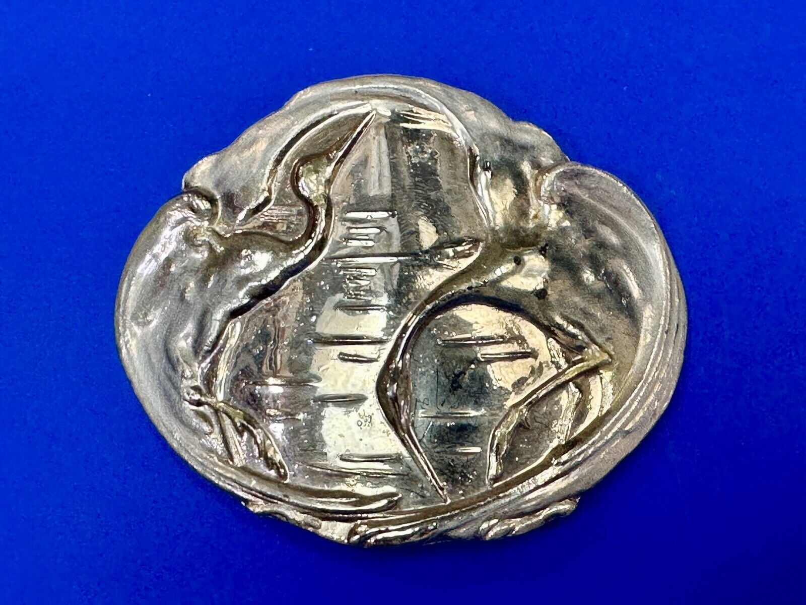 80s Charmant Swan Crane Bird Duck Abstract Gold & Yellow belt buckle