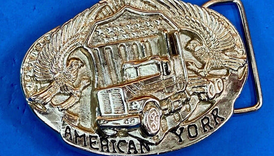 Vintage American Yorr Belt Buckle - Semi Tractor Truck Driver Big Rig 18 Wheeler