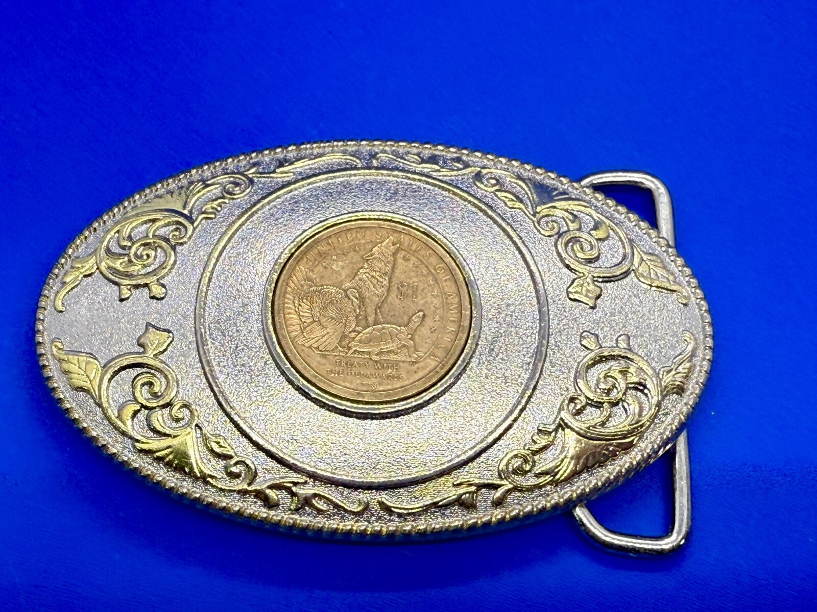 United States of America Treaty Delaware Dollar Coin Collectors FCM Belt Buckle