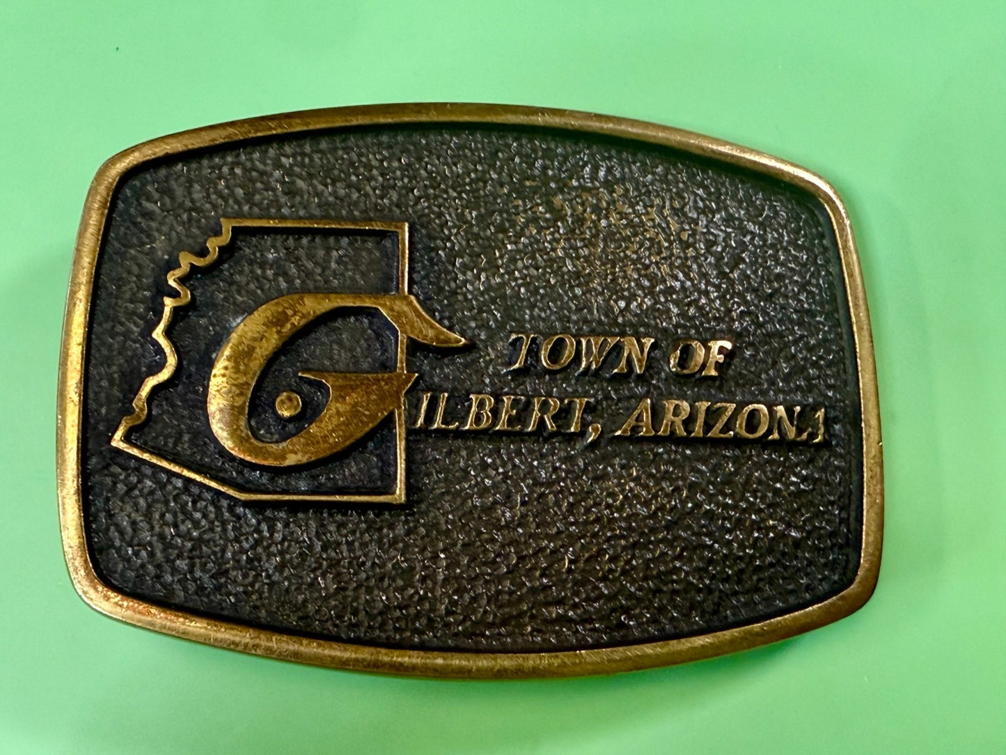 Town of Gilbert Arizona Vintage 1978 Commemorative Solid Brass BTS Belt Buckle