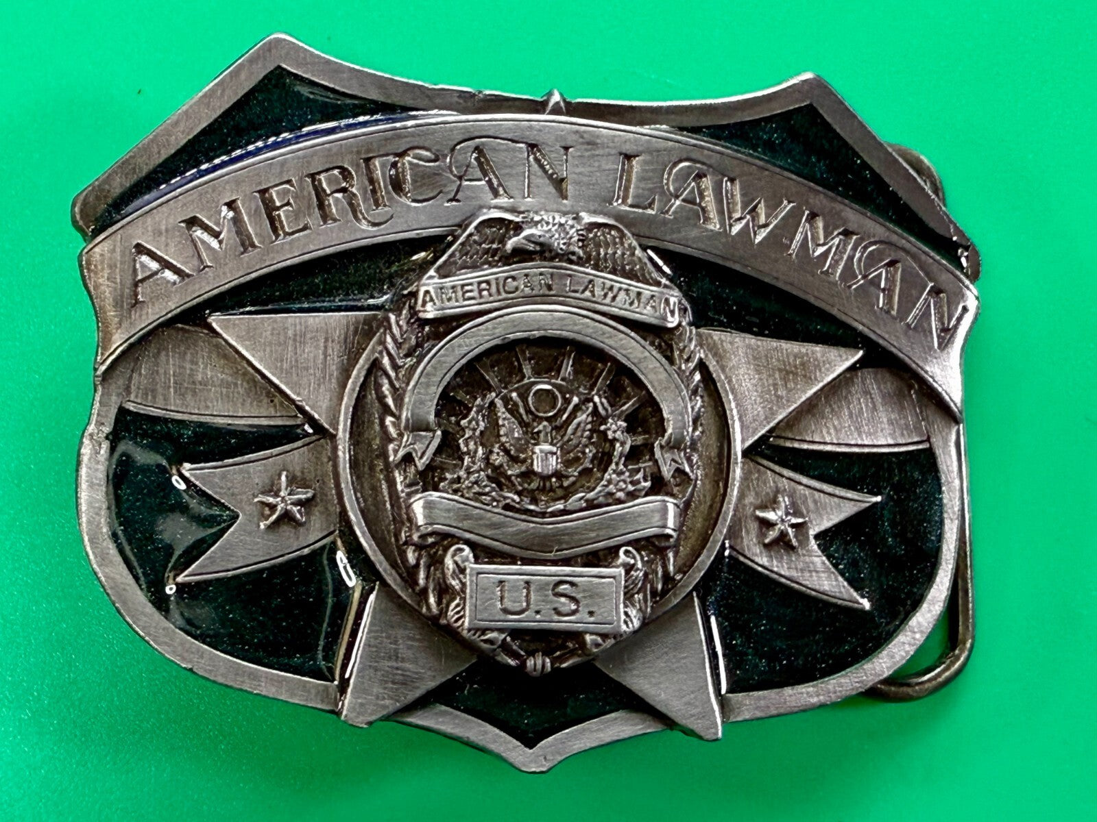 United States American Lawman To Served & Protect VTG 1986 Siskiyou Belt Buckle