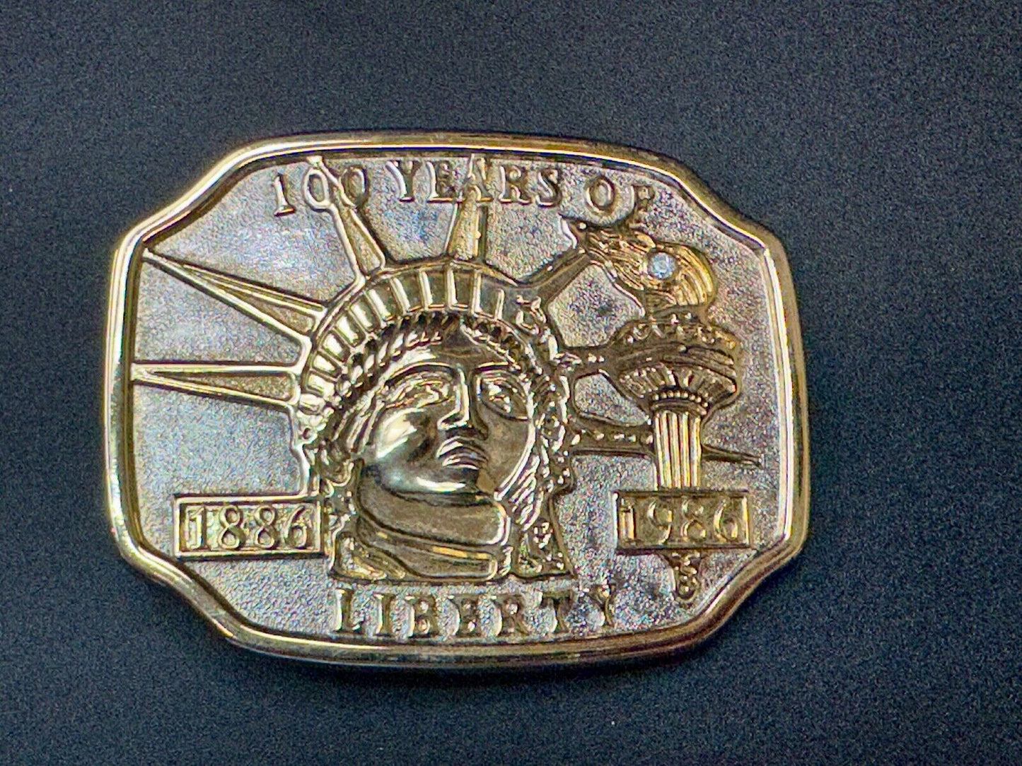 100 Years of Liberty  - NYC statue of Lady Liberty Souvenir Vintage belt buckle