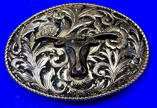 The Longhorn cow steer - cowboys cowgirls western Vintage belt buckle to restore