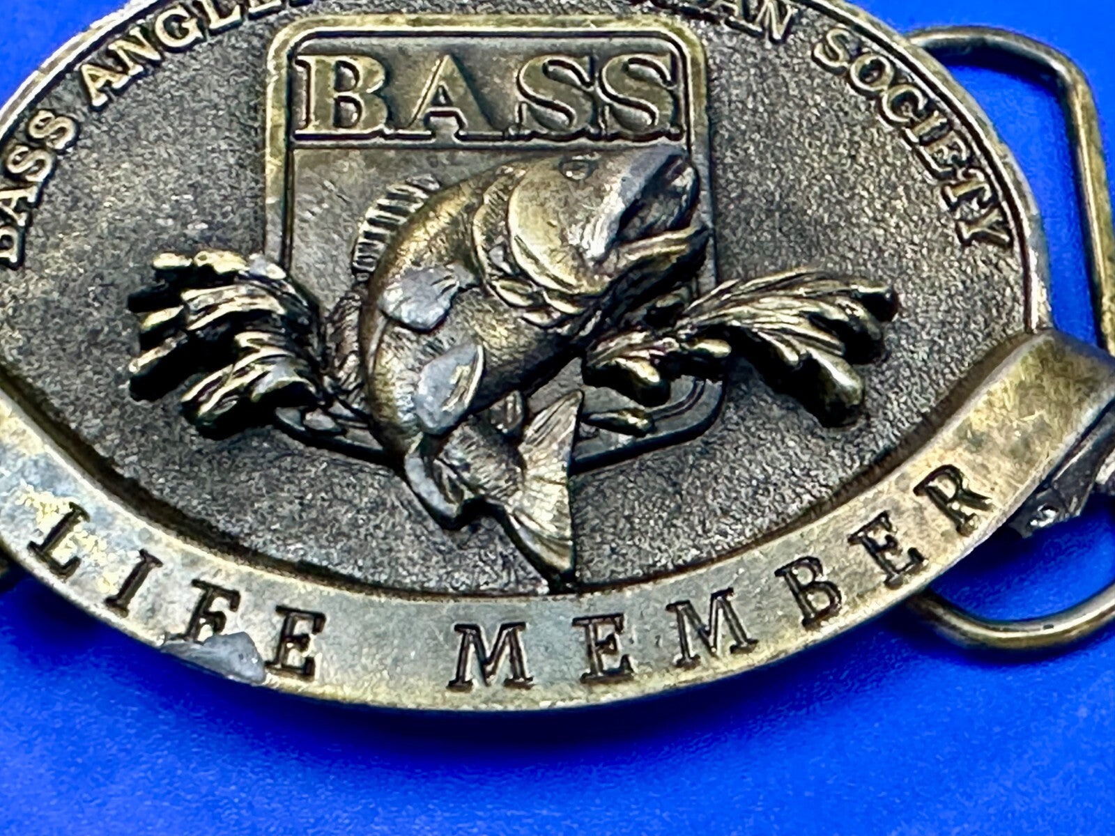 BASS Anglers Sportsman Society LIFE MEMBER Brass Tone Great American Belt Buckle