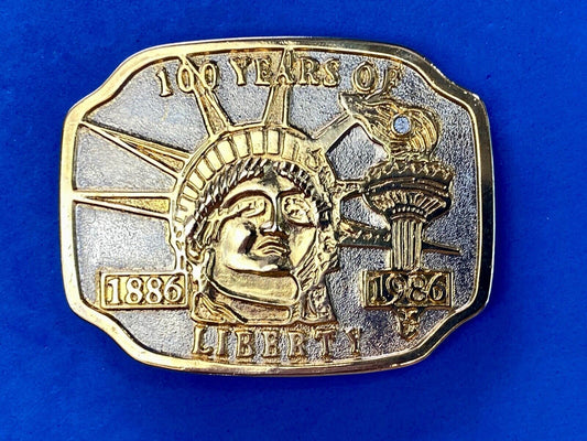 100 years of liberty  Gold and silver color vintage belt buckle 