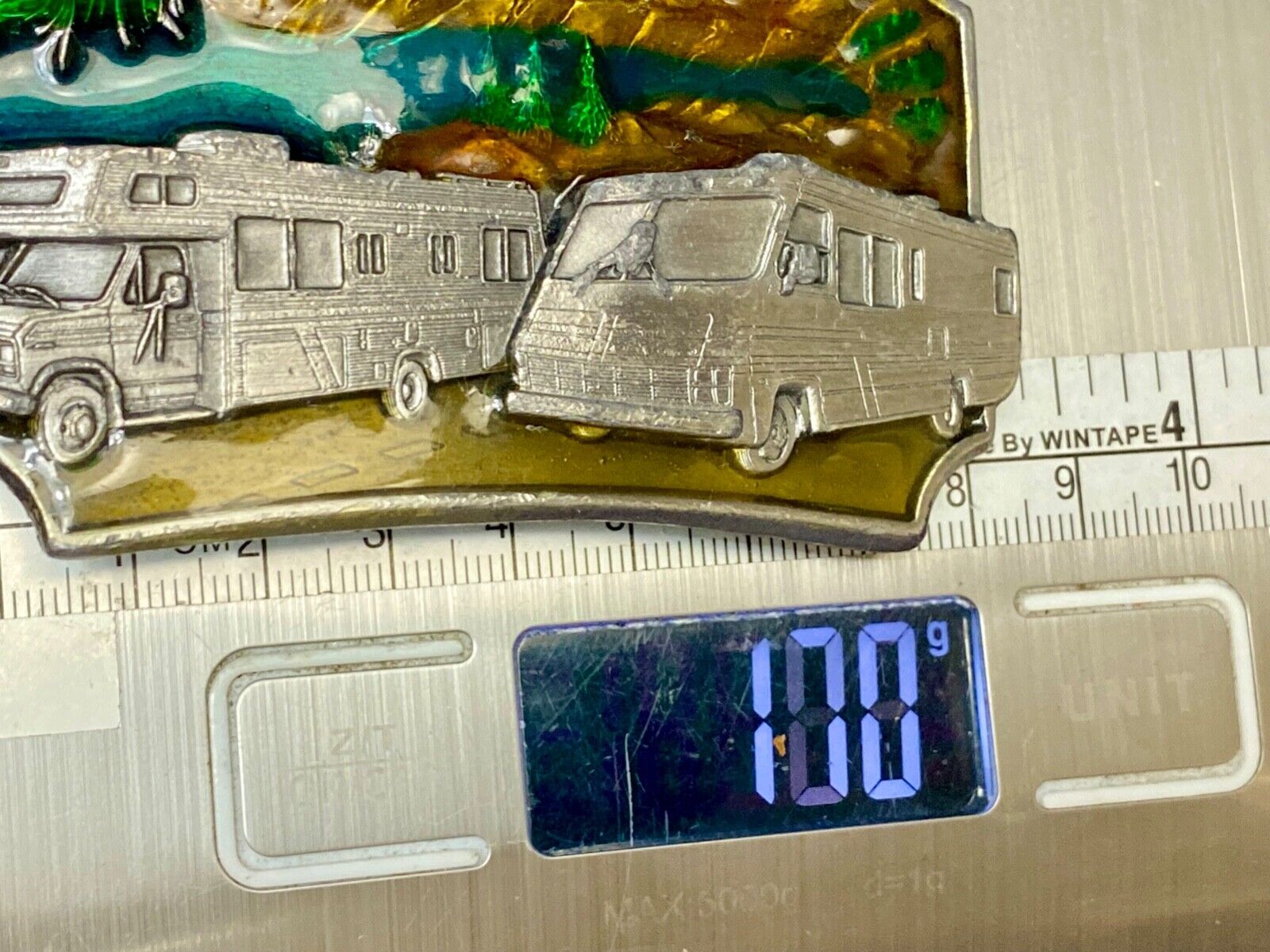 Traveling In A Motor Home Rv Camper Vintage Belt Buckle  - L-50 By Siskiyou
