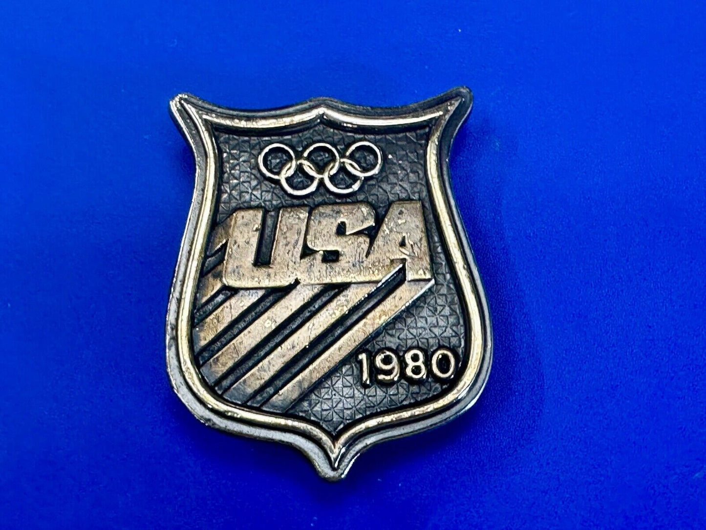 Vintage 1980 USA Olympic Teams Badge Shaped Bergamot belt buckle
