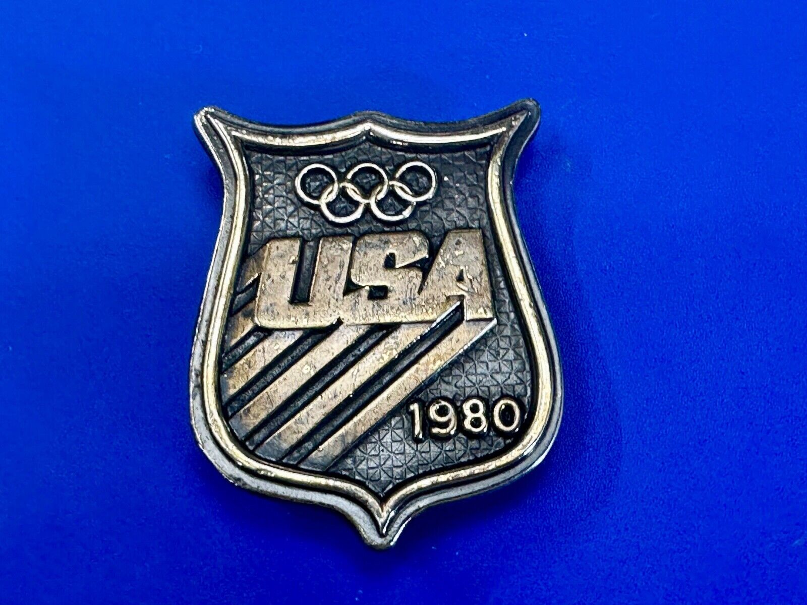 Vintage 1980 USA Olympic Teams Badge Shaped Bergamot belt buckle