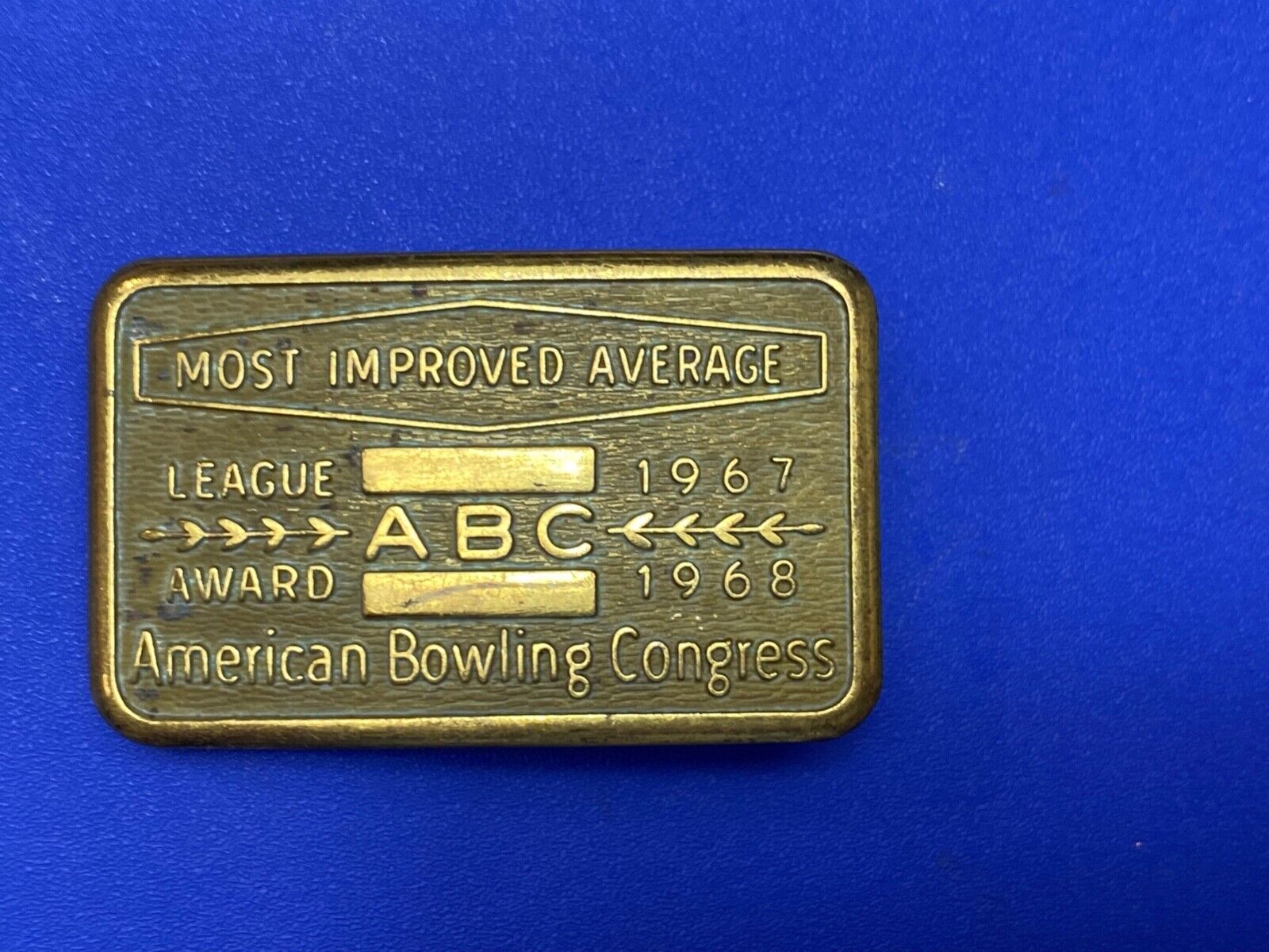 ABC Bowling Bowler's BLANK Most improved average award belt buckle NOT engraved!