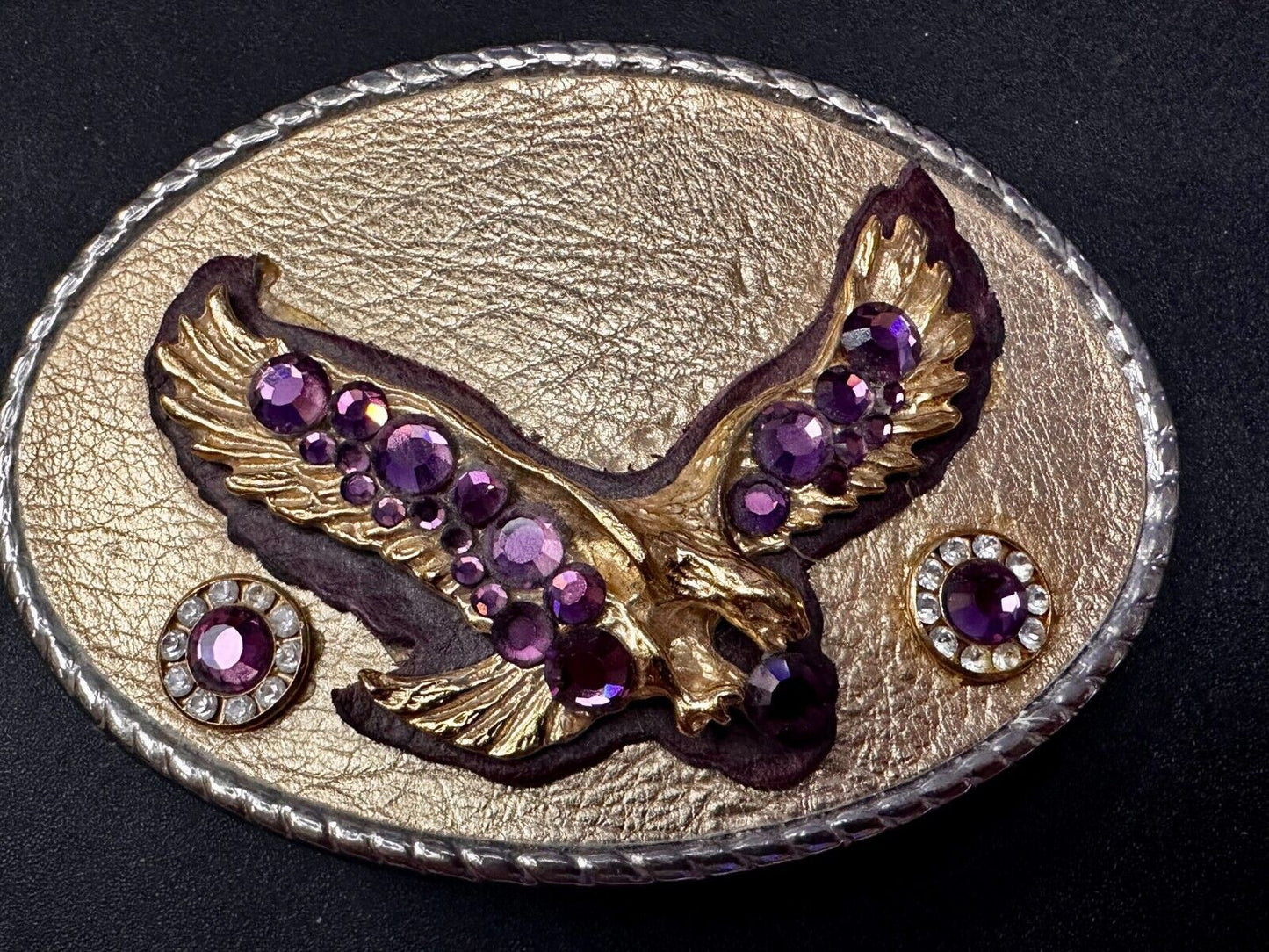 American Eagle Purple Crystal Studded Patriotic Belt Buckle by Michelle Monroe