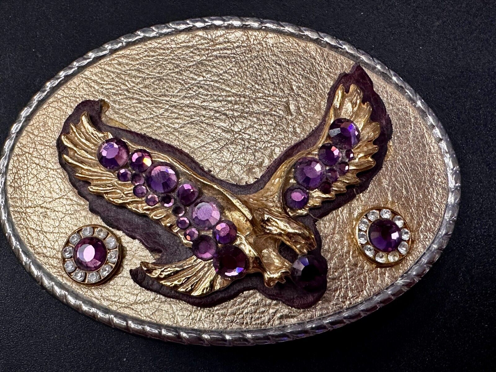 American Eagle Purple Crystal Studded Patriotic Belt Buckle by Michelle Monroe