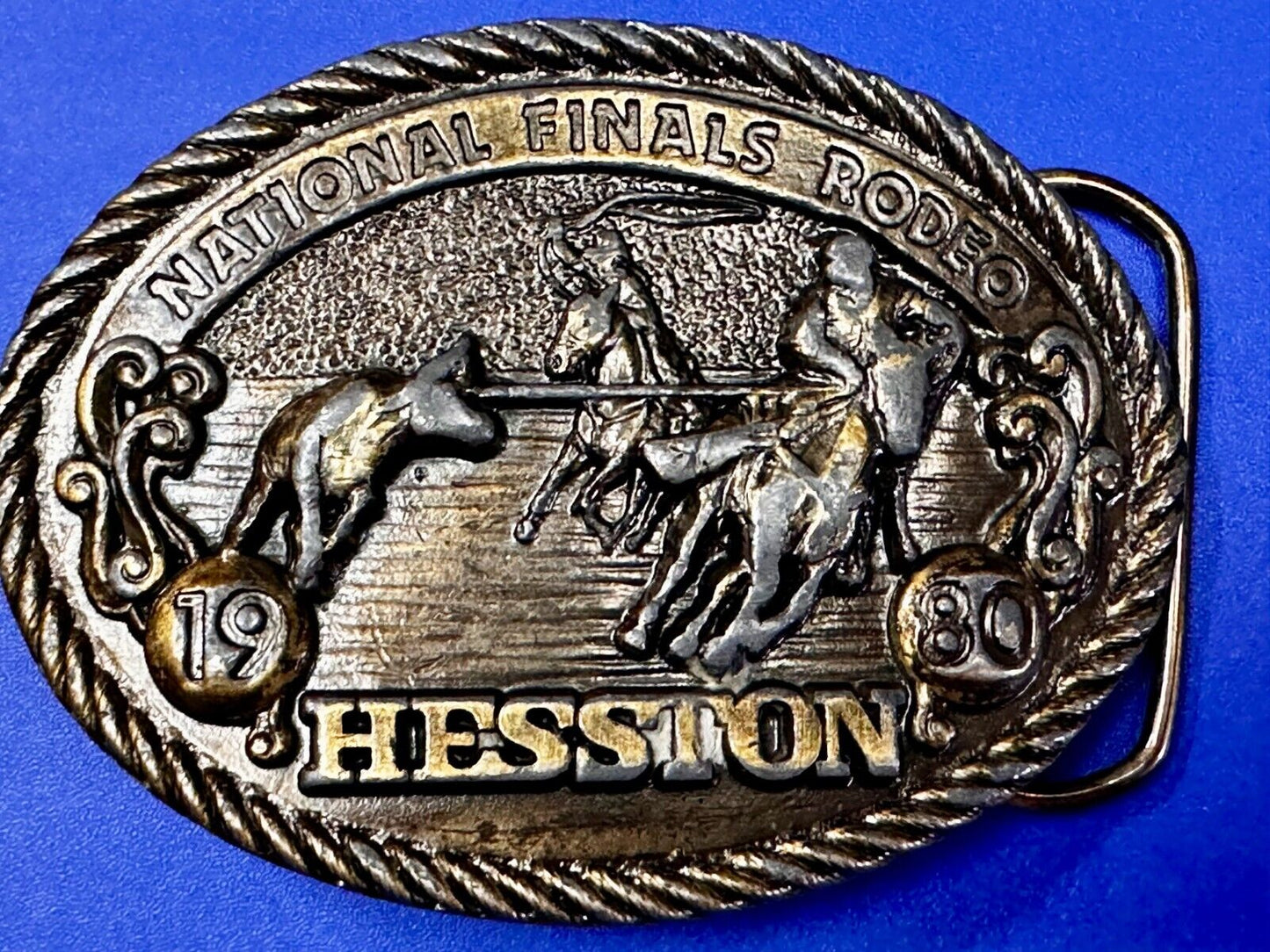 1980 Hesston NFR National Finals Rodeo Cowboys Western Belt Buckle