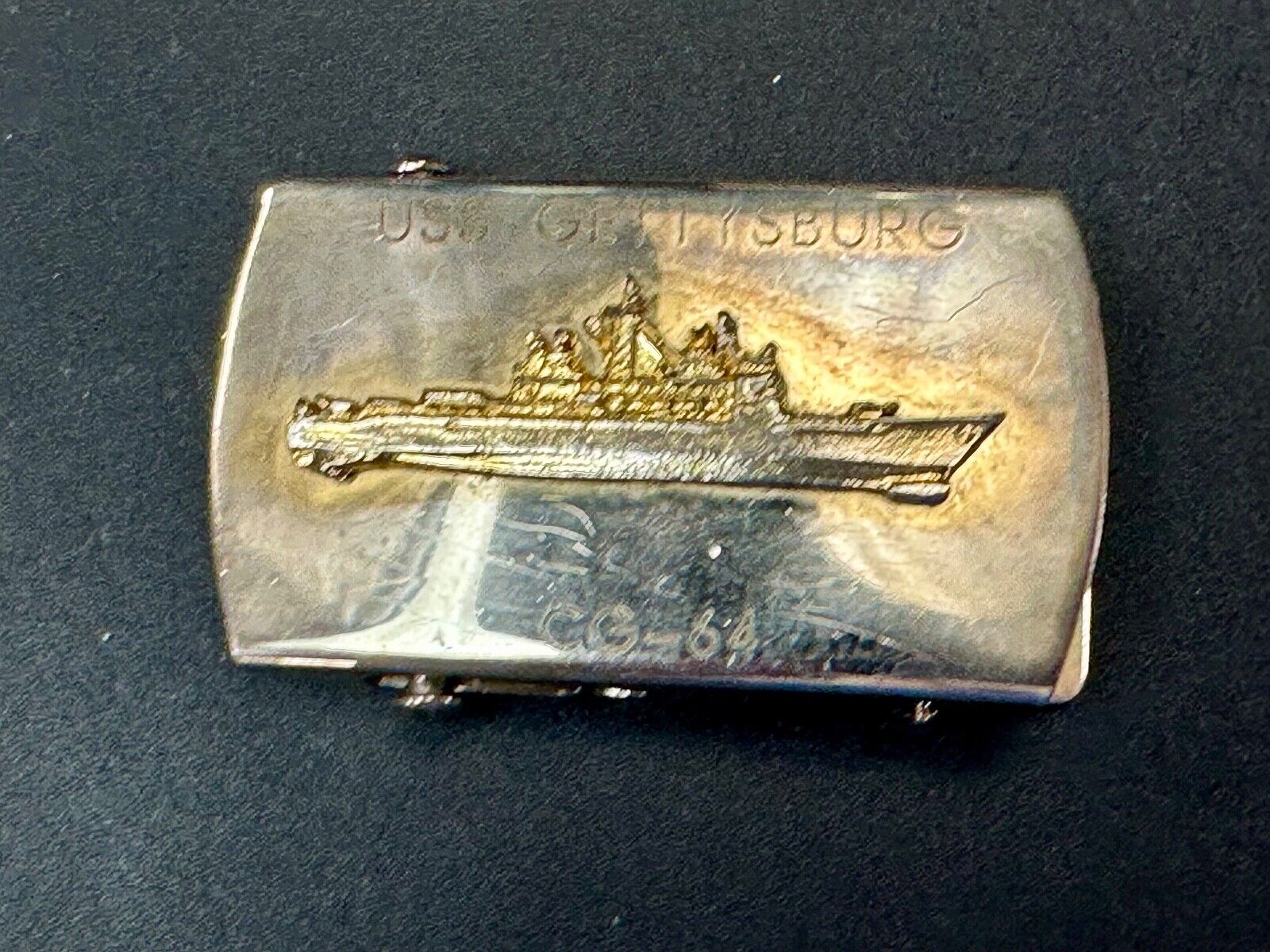 USS Gettysburg CG-64 Ticonderoga-class battleship solid brass belt buckle