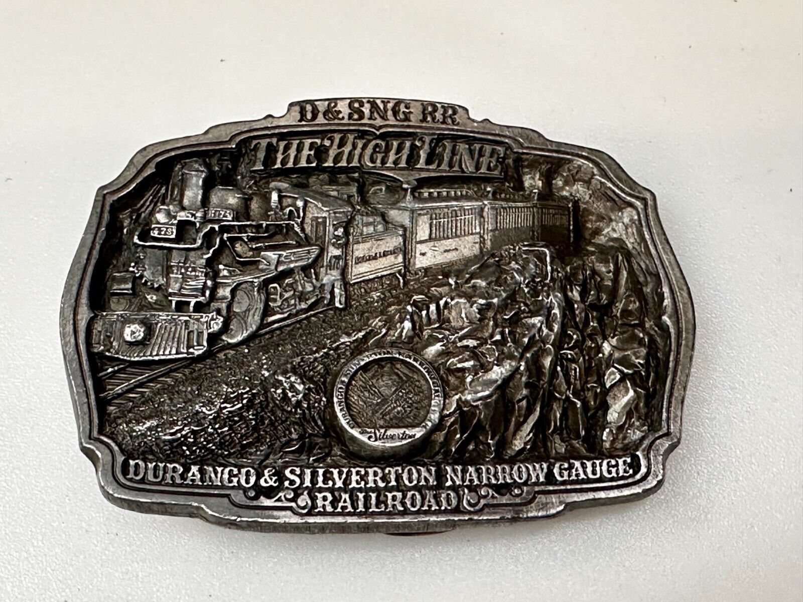 Train Rail Road Durango & Silverton Narrow Gauge C+J Vintage 1980s  Belt Buckle