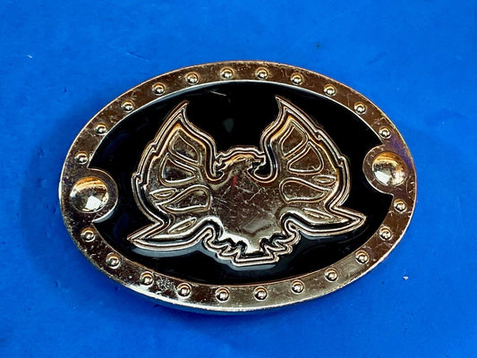 Unknown To Me Black And Silver Pattern Eagle Studded Game Or Logo Belt Buckle 