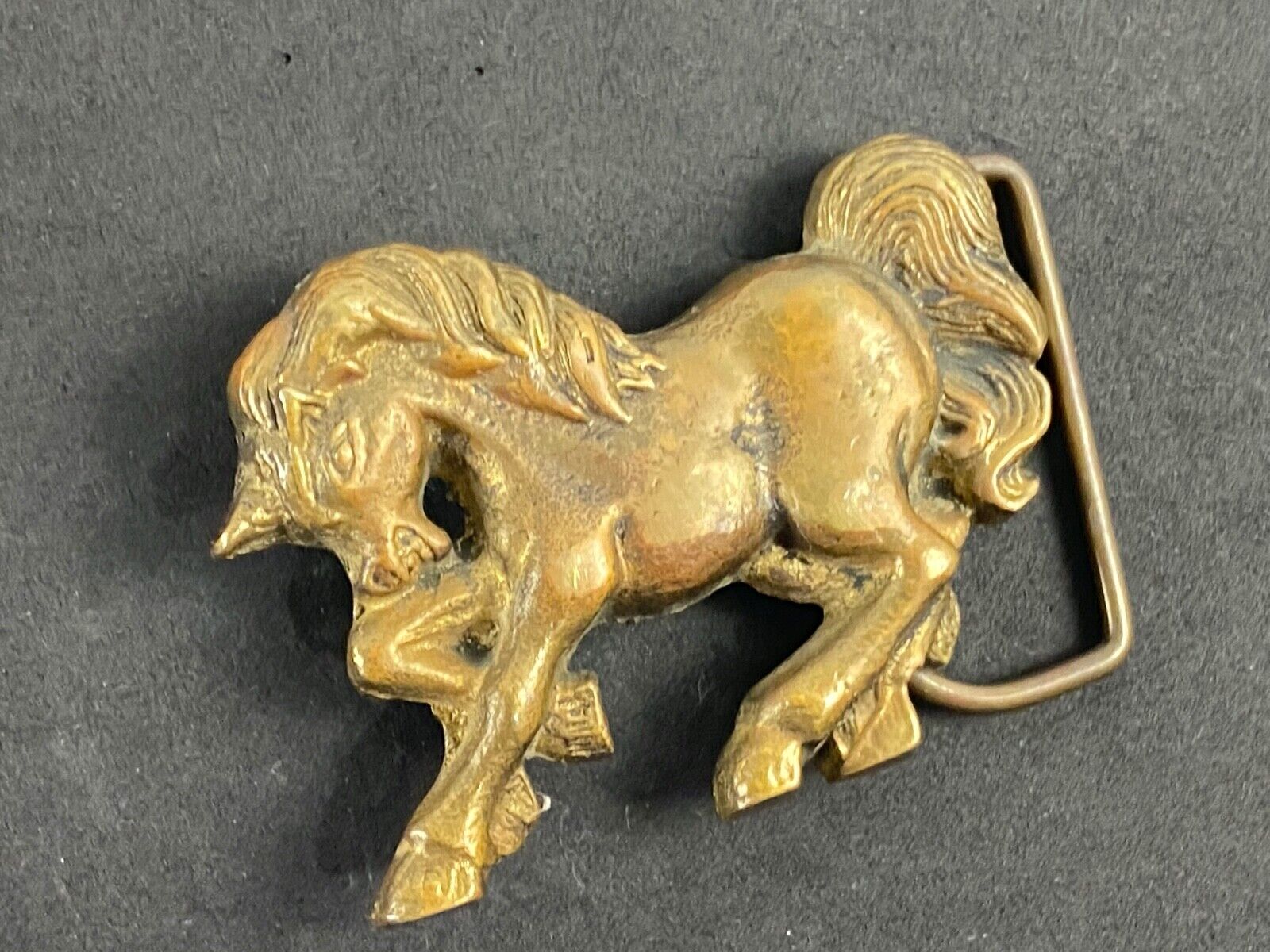 Unicorn Solid Brass Hippy Style Belt Buckle - Signed 6189 Taiwan